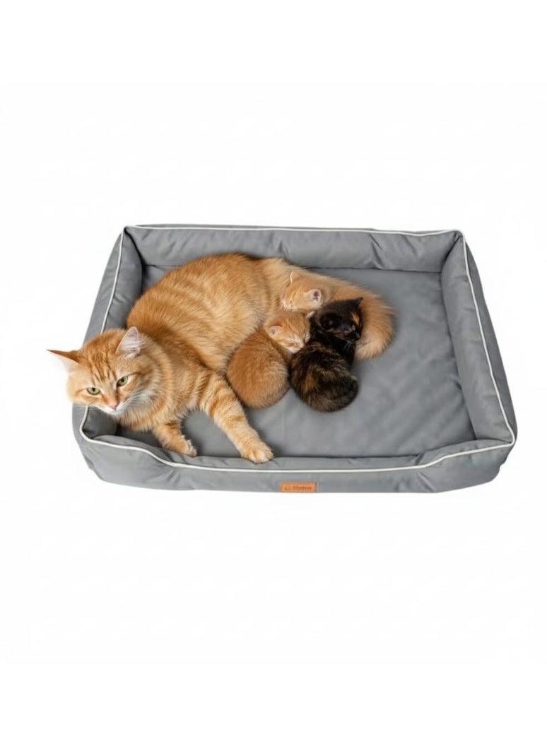 سرير للقطط، مقاوم للماء، مناسب للقطط الصغيرة والمتوسطة والكبيرة، سرير للقطط المنزلية، ناعم ومريح، سرير متعدد الوظائف للحيوانات الأليفة للنوم، قاعدة مانعة للانزلاق قابلة للغسل (رمادي - كبير) - Image 1